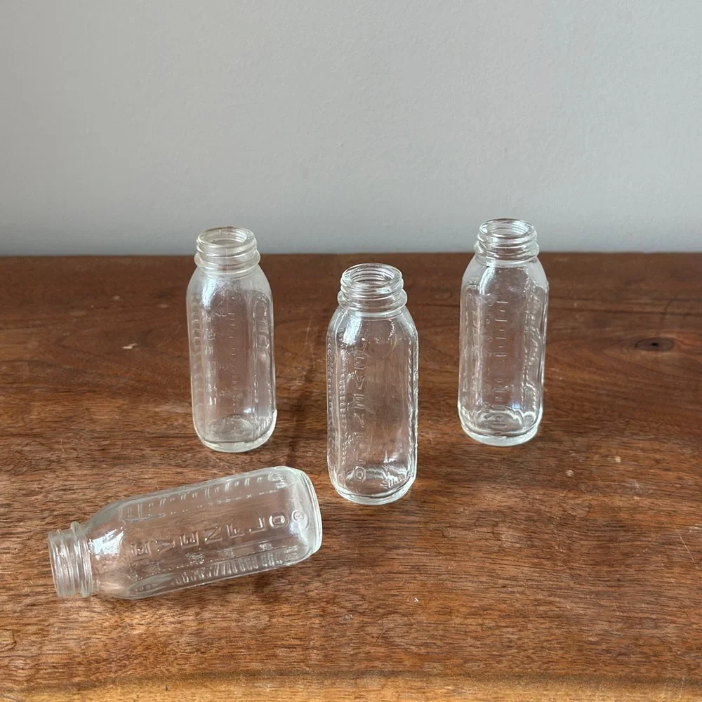 Vintage Glass Bottles Evenflow Baby Doll Accessories Glass Propagation Set of 4 - Picture 3 of 5
